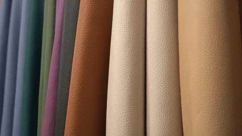 Rolled leather hides staged for shipping in a Los Angeles warehouse